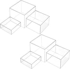 6 Pcs 3 Sizes Buffet Risers, Acrylic Display Riser Boxes,5 Sided with Hollow Bottoms Transparent Acrylic Cube Display Nesting Risers, Food Risers for Buffet Table, Large Medium Small Clear Display Stand