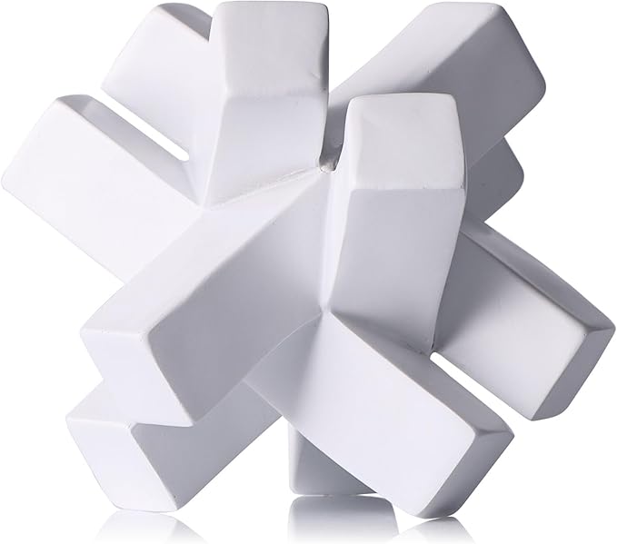 XMGZQ White Knot Statue for Coffee Table Decor,Modern Minimalist Geometric Knot Sculpture and Figurines,Abstract Art Line Decorative Ornaments Knick Knacks for Shelves,Bookcase,Console,Tabletop,Entry