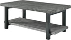 Pomona 2-Tier Rectangular Coffee Table - 42-Inch Reclaimed Wood Top with Lower Shelf Storage and Metal Legs - Farmhouse Rustic Industrial Style Living Room & Office Furniture (Slate Gray)