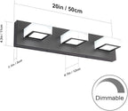 Ralbay 3 Light Dimmable Bathroom Vanity Light LED Modern Matte Black Vanity Wall Light Acrylic Stainless Steel Bathroom Vanity Lighting Fixtures