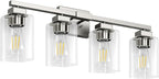 BesLowe 27" 4-Light Bathroom Light Fixture, Modern Brushed Nickel Bathroom Vanity Light, Bathroom Lighting Fixtures Over Mirror, Matte Nickel Bathrom Wall Lamp, Wall Lights for Living Room Bedroom
