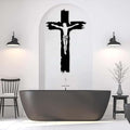 Idadey Jesus Metal Wall Art, Cross Metal Wall Art, Christian Cross Wall Decor, Religious Metal Wall Decor, Christian Gifts, Living Room Wall Decor, Housewarming Gifts (Black, 35"x22"|90x56cm)