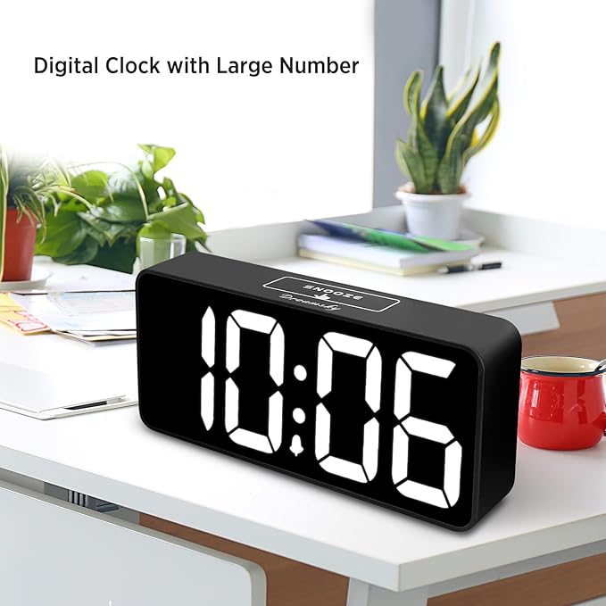 DreamSky Large Digital Alarm Clock Big Numbers for Seniors & Visually Impaired, 9 Inches Electric Clocks for Bedroom, Jumbo Display Fully Dimmable Brightness, USB Ports, Adjustable Alarm Volume
