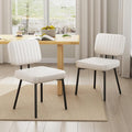 Dining Chairs Set, Upholstered Mid Century Modern Kitchen Dining Room Accent Chairs with Faux Leather Cushion Seat & Metal Legs for Kitchen, Living Room (White, Set of 2)