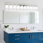 10-Light Bathroom Vanity Light Brushed Nickel,64.5in Vanity Lights with White Frosted Glass,Modern Bathroom Wall Lights Fixtures Over Mirror,Wall Sconces Lighting for Bedroom Living Room,E26