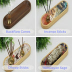 Bless-International Traditional-Handmade-Tray-Burner Wooden-Trat-Incense-Stick-Holder Ash-Catcher-Stand for-Aromatherapy-Meditation-Yoga (Mandala, 11x4x1.22 Inches)