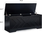 47.2” Storage Bench,Extra Large Wooden Storage Chest with 2 Safety Hinges,entryway Bench,Blanket Storage,Shoe Storage Bench for Entryway,Bedroom,Living Room,Easy Assembly-Black
