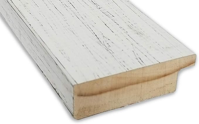Amanti Art White Wall Mirror 24x24 Shiplap White Square Bathroom Mirror for Wall Decor Living Room, Medium Cottage Wood Frame, Hangs Horizonally and Vertically, Bathroom Decor, Beveled Edge