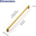 Ravinte 5 Pack 10 Inch Solid Square Cabinet Pulls - Brushed Brass Handles for Kitchen Cabinets & Drawers