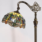 Tiffany Floor Lamp Stained Glass Lamp 18.88X12X67 Inch Angle Adjustable Arched Gooseneck Antique Reading Light (Amber Yellow Dragonfly)