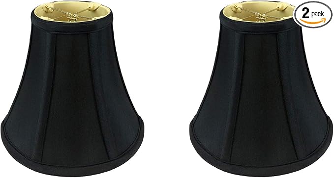 Royal Designs, Inc. BSO-704RC-7BLK/GL-2 True Bell Basic Lamp Shade with Round Clip, 3.75 x 7 x 6.75, Black with Gold, 2-Pack