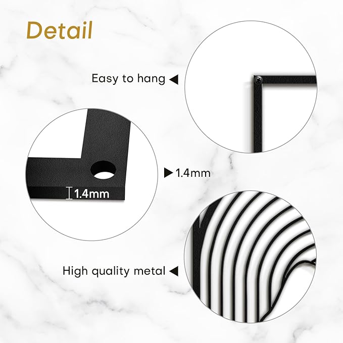 SIGNLEADER Metal Wall Art Decor Geometric Mid-Century Stripe Landscape Modern Abstract Wall Sculpture Hangings Home Decoration for Living Room, Bedroom, Bathroom, Kitchen, Outdoor - 18" Black