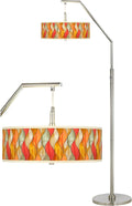 Modern Tiffany Mission 71 1/2" Tall Standing Floor Lamp Large Curved Arc Silver Metal Brushed Nickel Finish Living Room Bedroom House Reading Office Home Décor Flame Mosaic Drum Shade