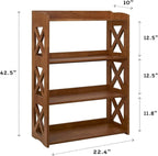 Brown Bookcase by Natural Wood, 4 Tier Bookshelf, Small Book Shelves Freestanding Display Storage Shelves. Open Bookshelf for Bedroom, Living Room and Office (Brown, 4 Tier)