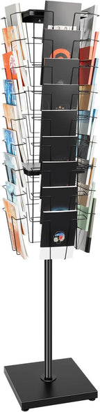 36 Pockets-360° Rotating Magazine Rack, Detachable Floor Standing Comic Books Brochure Display Stands, Pamphlet Literature Spinner Racks for Retail Store, Bookstore, Home