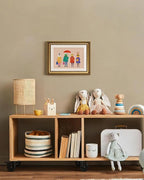 ARPEOTCY Framed Canvas Wall Art, 11x14 Whimsical Animal Family Illustration, Storybook Style Wall Decor for Nursery, Kids Room & Playroom