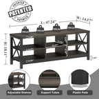 FATORRI Shoe Bench Entryway with Storage, Industrial Wood and Metal Hallway Benches with Adjustable Shelves, Rustic Entry Way Bench for Living Room (47.24 Inch Long, Walnut Brown)