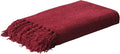 Burgundy Red Chenille Throw Blanket for Couch Bed，Soft Cozy Throw Blanket with Handmade Fringe, Decorative Blanket for Sofa Chair Living Room for Gift, (Burgundy Red)