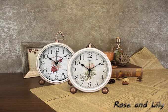 Maxspace Classic Vintage Clocks - Elegant and Decorative Analog Clock,Silent Non-Ticking Clock with Distressed Metal Frame for Office, Living Room or Bedroom