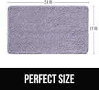 KANGAROO Bathroom Rugs, Chenille Soft Absorbent Bath Rug, Shaggy Shower Mat, Quick Dry Machine Wash Bathmat, Plush Carpet Mats for Tub, Bathtub and Room Home Decor Accessories, 24x17, Light Purple