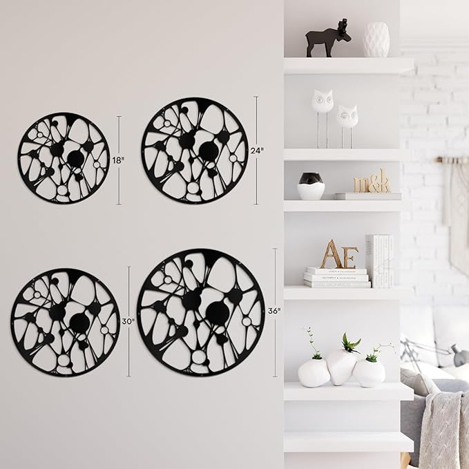 SIGNLEADER Metal Wall Art Decor Abstract Geometric Minimalist Modern Abstract Wall Sculpture Hangings Home Decoration for Living Room, Bedroom, Kitchen, Bathroom, Outdoor - 24" Black