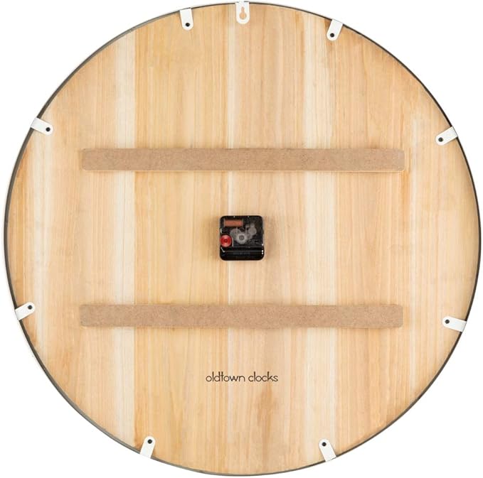 Oldtown Farmhouse Metal & Solid Wood Noiseless Wall Clock (Coastal Grey, 30-inch)