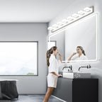 Ralbay 52inch Brushed Nickel Vanity Lights 8 Lights Dimmable 5 Color Temperature Acrylic Modern LED Bathroom Vanity Lighting Fixtures Brushed Nickel