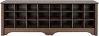 Prepac 24 Pair Shoe Cabinet, Entryway Bench, Mud Room Organization and Storage Bench with 24 Shoe Cubbies, Brown, 15.5"D x 60"W x 20.25"H