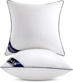 Siluvia 28"x28" Pillow Insert Set of 2 Square Throw 28 Pillows with 100% Cotton Cover for Sofa, Couch, and Bed - White
