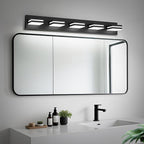 Modern LED Bathroom Lights Fixtures(5-Light),Metal Black Acrylic Wall Lighting,Vanity Lights for Bathroom Over Mirror(6000k 34in)