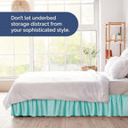 Wrap Around Dust Ruffle Bed Skirt - Spa Blue - for Queen Size Beds with 12 Inch Drop - Elastic Strap - Adjustable Pleated Bedskirt with Brushed Fabric and Wrinkle Free - for Women, Men, Kids & Teens