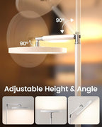 Light Floor Lamp 12000 Lux – UV-Free Full Spectrum LED Floor Lamp with 10 Brightness Levels, 5 Color Modes, 2 Setup Options, Adjustable Height, Remote & Timer for Reading, Bedroom, Office (White)