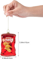 Funny Hanging Christmas Ornaments 2025 - Cute Chips Glass Blown Tree Decorations, 3D Premium Decorative Holiday Decor for Food Xmas Home Outdoor Window Centerpiece