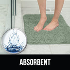 KANGAROO Bathroom Rugs, Chenille Soft Absorbent Bath Rug, Shaggy Shower Mat, Quick Dry Machine Wash Bathmat, Plush Carpet Mats for Tub, Bathtub and Room Home Decor Accessories, 36x24, Sage