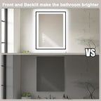28x32 LED Bathroom Mirror - Black Aluminum Framed,Front and Backlit,Anti-Fog Framed Bathroom Vanity Mirror,3 Color Stepless Dimmable Lighted Smart Mirror(Horizontal/Vertical)