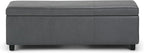 SIMPLIHOME Avalon Storage Ottoman Bench - 48 inch Wide Upholstered Vegan Leather Rectangular Lift-Top Ottoman in Stone Grey, Contemporary Storage Bench for Living Room with High-Density Foam