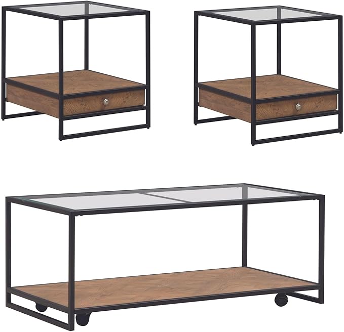 Liberty Furniture Bedford 3 Piece Set for Living Room - Cocktail Table, 2 End Tables - Weathered Oak