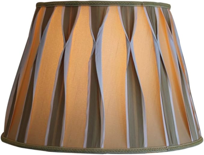 10x16x11 Beige/White Pinched Pleat Shantung Lampshade with Brass Spider fitter - Perfect for table and Floor lamps - Large, Beige/White