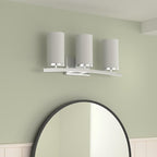 Kichler Crosby 23" Vanity Light in Chrome, 3-Light Contemporary Bathroom Light with Satin Etched Cased Opal Glass, (23" L x 8.75" H), 45497CH