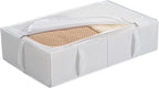 TYEERS Under Bed Storage Containers, Durable Fabric, Washable, Collapsible, Under Bed Storage Bins for Clothes, Blankets, Sheets, Shoes, 27.5x16.5x7 Inches, 4-Pack, White