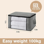Large Storage Bags, Clothes Storage Bins Foldable Closet Organizers Storage Containers with Durable Handles Thick Fabric for Blanket Comforter Clothing Bedding(grey, 60L (4Pick)