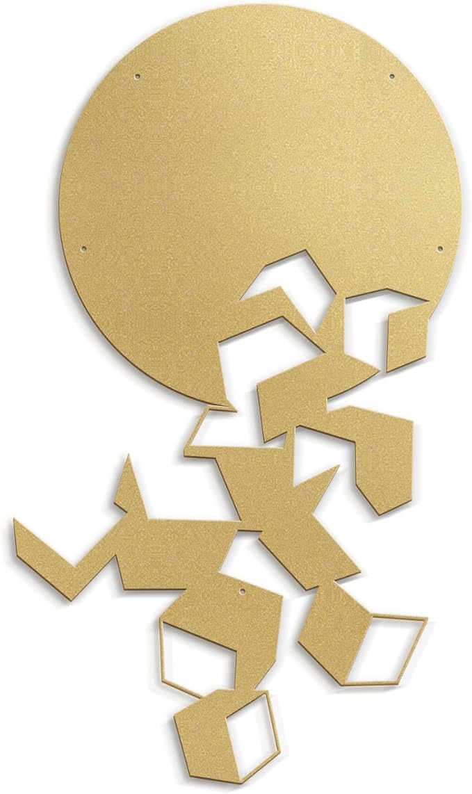 SIGNLEADER Metal Wall Art Decor Circles Abstract Shapes Minimalist Modern Abstract Wall Sculpture Hangings Home Decoration for Living Room, Bedroom, Bathroom, Kitchen, Outdoor - 18" Gold