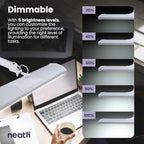 Neatfi LED Desk Lamp, 3,500 Lumens, 3 Light Modes, Dimmable, 45W, 26” Wide Shade, 540 SMD LEDs, Eye-Caring Task Lamp for Reading, Crafting, Workbench, Office (CCT with Clamp, White)