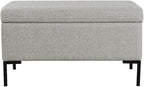 HomePop Upholstered Storage Bench with Metal Leg, 32" W, Gray Fabric