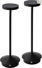 Orbit LED Cordless USB-C Re-Chargeable Desk Lamp, 5200mAh Battery Operated with 3 Color Temperature 2700K-3000K-3500K and Fingertip Touch On/Off Plus Dimming in Black (Pack of 2)