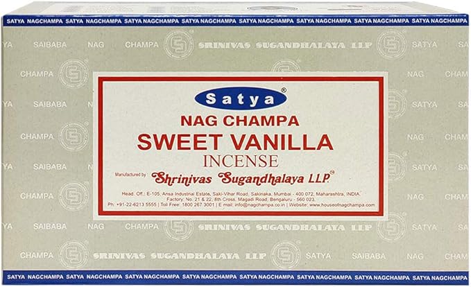Satya Sweet Vanilla Incense Sticks and Holder Bundle