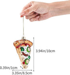 Funny Hanging Christmas Ornaments 2025 - Pizza Glass Blown Tree Decorations, 3D Food Premium Decorative Waterproof Holiday Decor for Xmas Home Outdoor Window Centerpiece Gifts