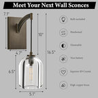 Crystal Brass Hemisphere Wall Sconce - Luxury Antique Brushed Lighting Fixture with K9 Crystals Cloche - Set of 2 Dimmable Indoor Hanging Light - Modern Gold Sconces for Bathroom Living Room Stair