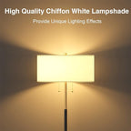 2-Light Floor Lamp, Mid Century Floor Lamp with White Fabric Shade, Standing Lamp Tall Lamp for Living Room Bedroom, 3 Color Temperatures 9W Bulb Include
