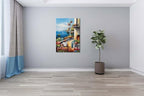 Alenoss Hand Painted Abstract Vertical Canvas Wall Art 28x40 Inches Large 3D Modern Acrylic Painting Mediterranean Sea Landscape Blue Artwork Wall Decor for Home Decorations